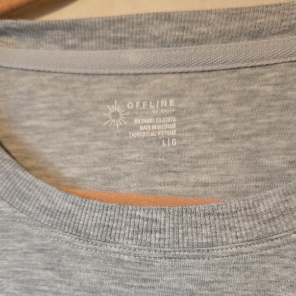 Aerie Gray "Sweat Sesh" Long Sleeve Cropped Tee Size Large - Picture 2 of 4